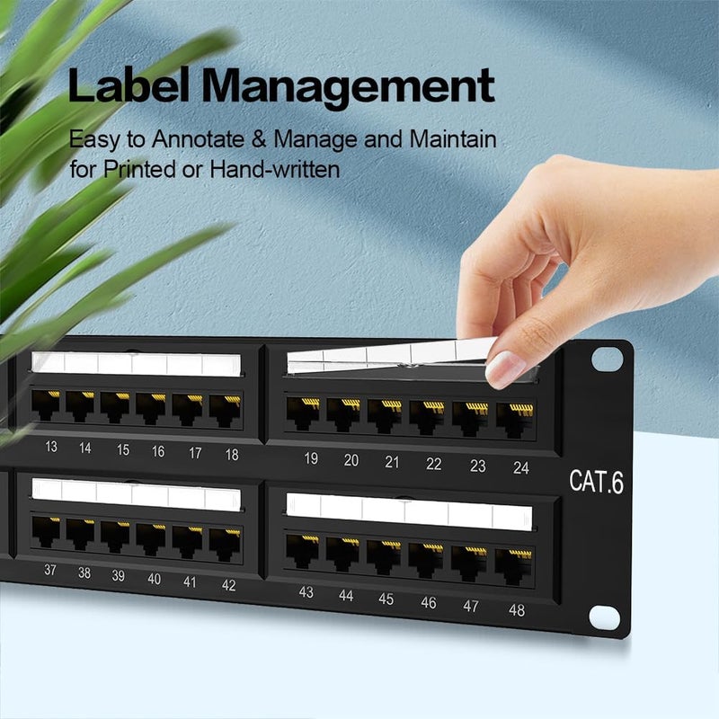 Enmane 2U 48port Patch Panel CAT6 Patch Panel (EC Listed) Rack Mount 19inch Ethernet Patch Panel Punch Down for Cat6, Cat5e, Cat5 Cabling (CAT6) - Image 4